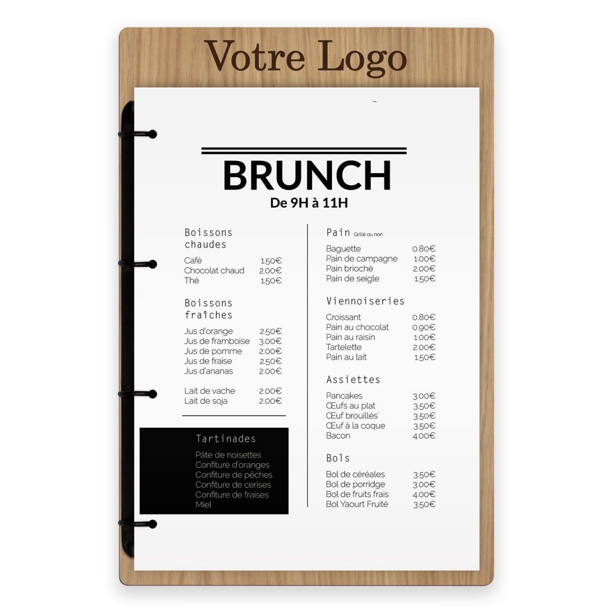 Planche et porte-menu en bois pour les restaurants, hôtels, et cafés
