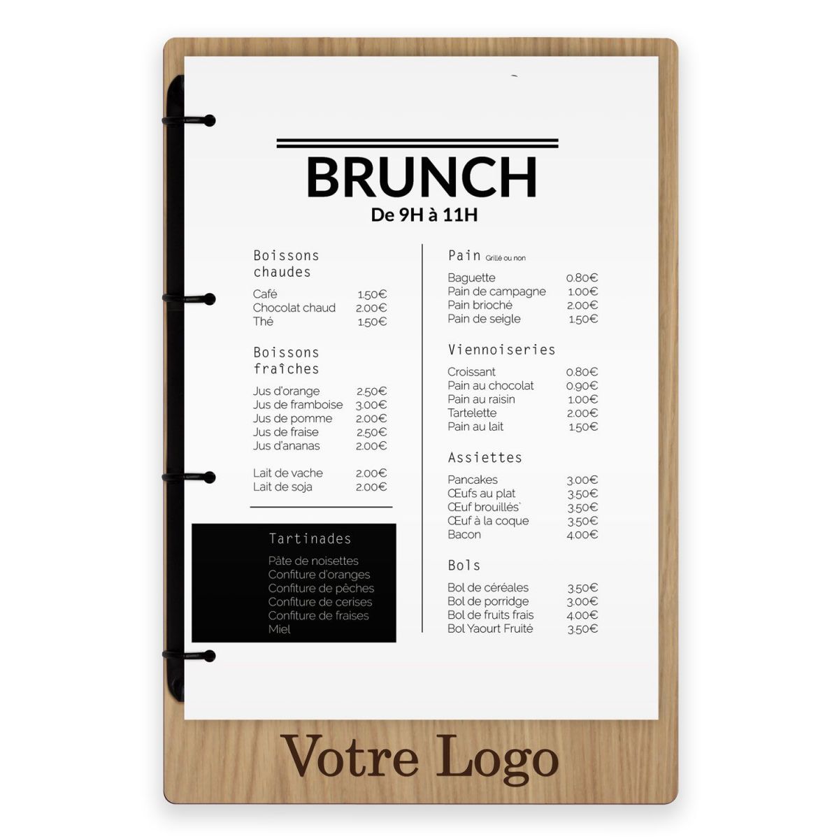 Planche et porte-menu en bois pour les restaurants, hôtels, et cafés