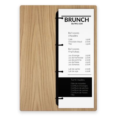 Porte-menu - Anneaux - centré pour feuilles demi-A4