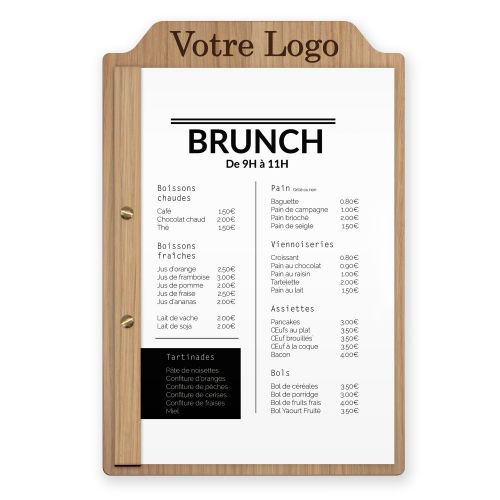 Porte menu et planche en bois pour restaurant et hotel