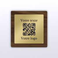 Plaque carré noyer laiton - QR code menu