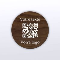 Plaque rond noyer - plaque qr code