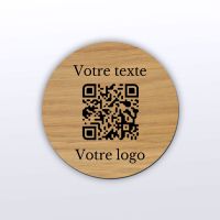Plaque rond chêne - qr code sur bois