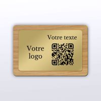 Plaque rectangle chêne laiton - plaque qr code