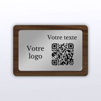 Plaque rectangle noyer inox - plaque qr code