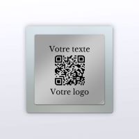 Plaque carré plexi givré + inox - plaque qr code plexiglass aspect givré