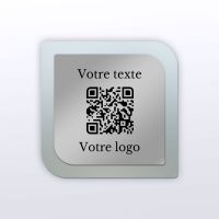 Plaque carré arrondi plexi givré inox - plaque qr code