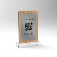 Chevalet chêne inox carré - Support QR Code pour restaurant vue2