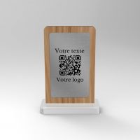 Chevalet chêne inox rectangle - Support QR Code pour restaurant