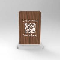 Chevalet noyer rectangle - Support QR Code pour restaurant