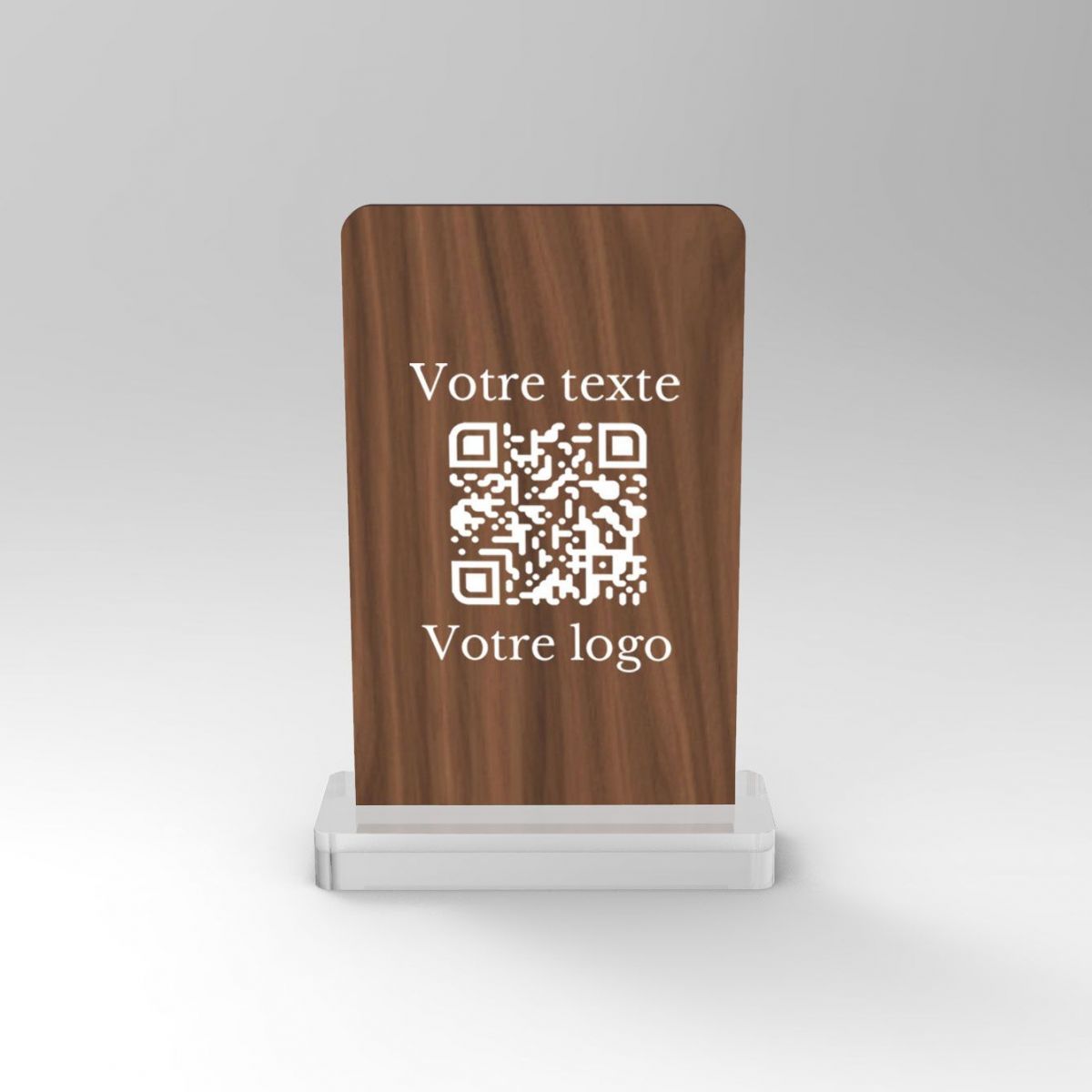 Chevalet noyer carré - Support QR Code pour restaurant vue1