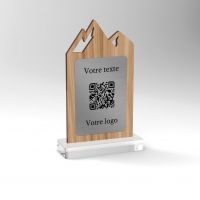 Chevalet chêne inox montagne - Support QR Code pour restaurant