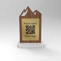 Chevalet noyer laiton montagne - Support QR Code pour restaurant