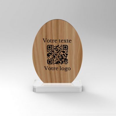 Chevalet chêne oval - Support QR Code pour restaurant vue1