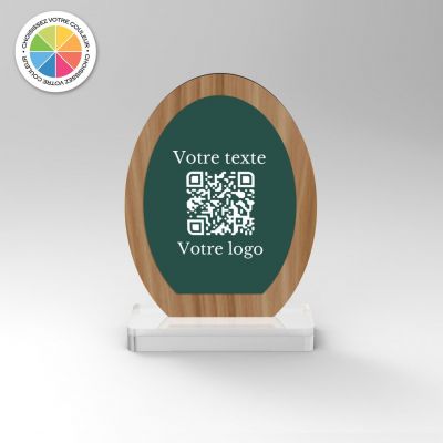 Chevalet chêne couleur oval - Support QR Code pour restaurant vue1