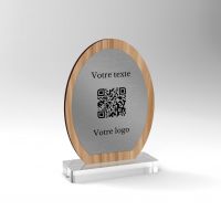 Chevalet chêne inox oval - Support QR Code pour restaurant vue2