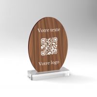 Chevalet noyer oval - Support QR Code pour restaurant vue2