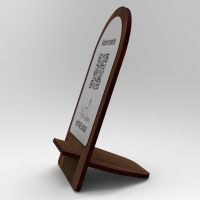 Présentoir noyer inox arrondi - Support QR Code en bois pour restaurant