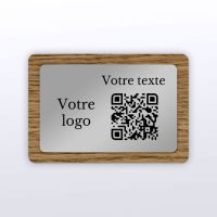 Plaque rectangle chêne foncé inox - plaque qr code