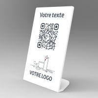 Présentoir incliné blanc rectangle - Support QR Code en plexiglass pour restaurant