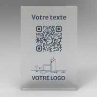 Présentoir incliné givré rectangle - Support QR Code en plexiglass pour restaurant