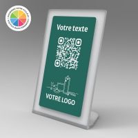 Présentoir incliné givré couleur rectangle - Support QR Code en plexiglass pour restaurant