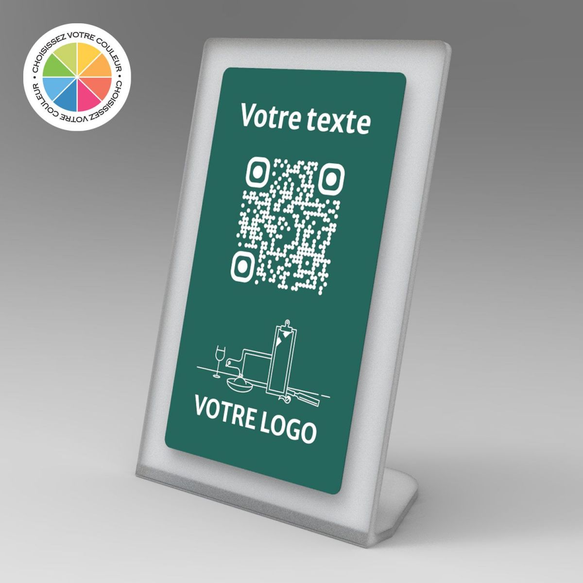 Présentoir incliné givré couleur rectangle - Support QR Code en plexiglass pour restaurant