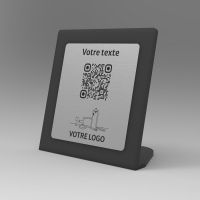 Présentoir incliné noir aspect inox carré - Support QR Code en plexiglass pour restaurant