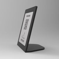 Présentoir incliné noir aspect inox carré - Support QR Code en plexiglass pour restaurant