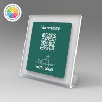 Présentoir incliné givré couleur carré - Support QR Code en plexiglass pour restaurant