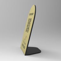 Présentoir incliné aspect laiton arrondi - Support QR Code en plexiglass pour restaurant