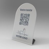 Présentoir incliné givré arrondi - Support QR Code en plexiglass pour restaurant