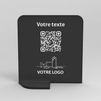 Présentoir vertical noir carré - Support QR Code en plexiglass pour restaurant