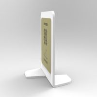 Présentoir vertical blanc aspect laiton carré - Support QR Code en plexiglass pour restaurant
