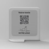 Présentoir vertical givré aspect inox carré - Support QR Code en plexiglass pour restaurant