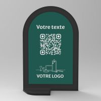 Présentoir vertical noir couleur arrondi - Support QR Code en plexiglass pour restaurant