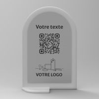 Présentoir vertical givré aspect inox arrondi - Support QR Code en plexiglass pour restaurant