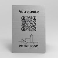 Présentoir chevalet aspect inox rectangle - Support QR Code en plexiglass pour restaurant