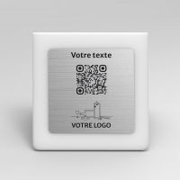 Présentoir chevalet givré aspect inox carré - Support QR Code en plexiglass pour restaurant