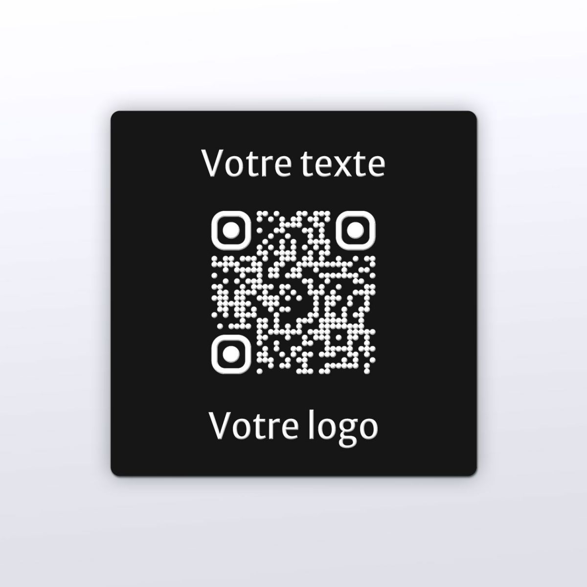 Sticker carré noir gravure blanche - Autocollant QR code