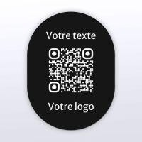 Sticker ovale noir gravure blanche - Autocollant QR code