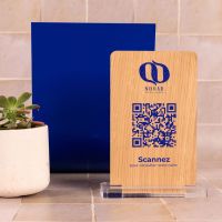 Chevalet chêne inox montagne - Support QR Code pour restaurant