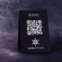 Présentoir chevalet aspect inox rectangle - Support QR Code en plexiglass pour restaurant