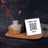Présentoir chevalet noir carré - Support QR Code en plexiglass pour restaurant
