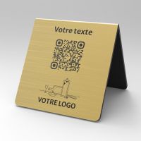 Présentoir chevalet aspect laiton carré - Support QR Code en plexiglass pour restaurant