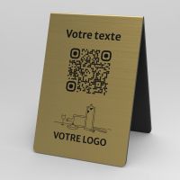 Présentoir chevalet aspect laiton rectangle - Support QR Code en plexiglass pour restaurant