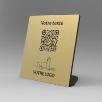 Présentoir incliné aspect laiton carré - Support QR Code pour restaurant
