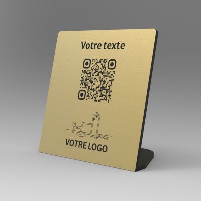 Présentoir incliné aspect laiton carré - Support QR Code en plexiglass pour restaurant