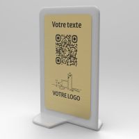 Présentoir vertical givré aspect laiton rectangle - Support QR Code en plexiglass pour restaurant