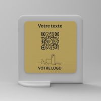 Présentoir vertical givré aspect laiton carré - Support QR Code en plexiglass pour restaurant
